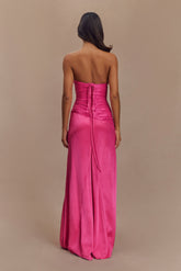 Serena Strapless Taffeta Maxi Dress - Crimson Pink